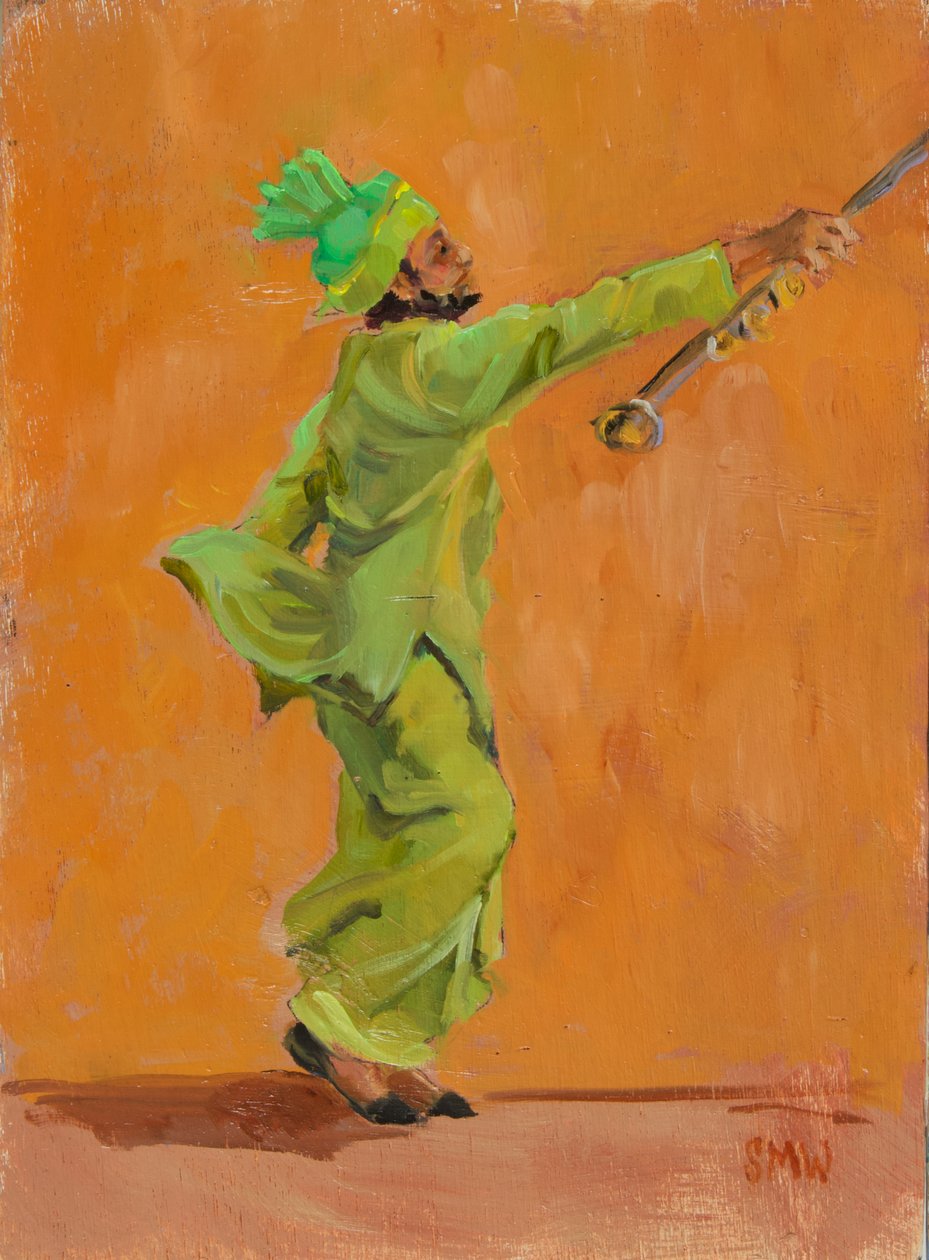 Indian green dancer with chimta, 2020 作者 苏威尔士