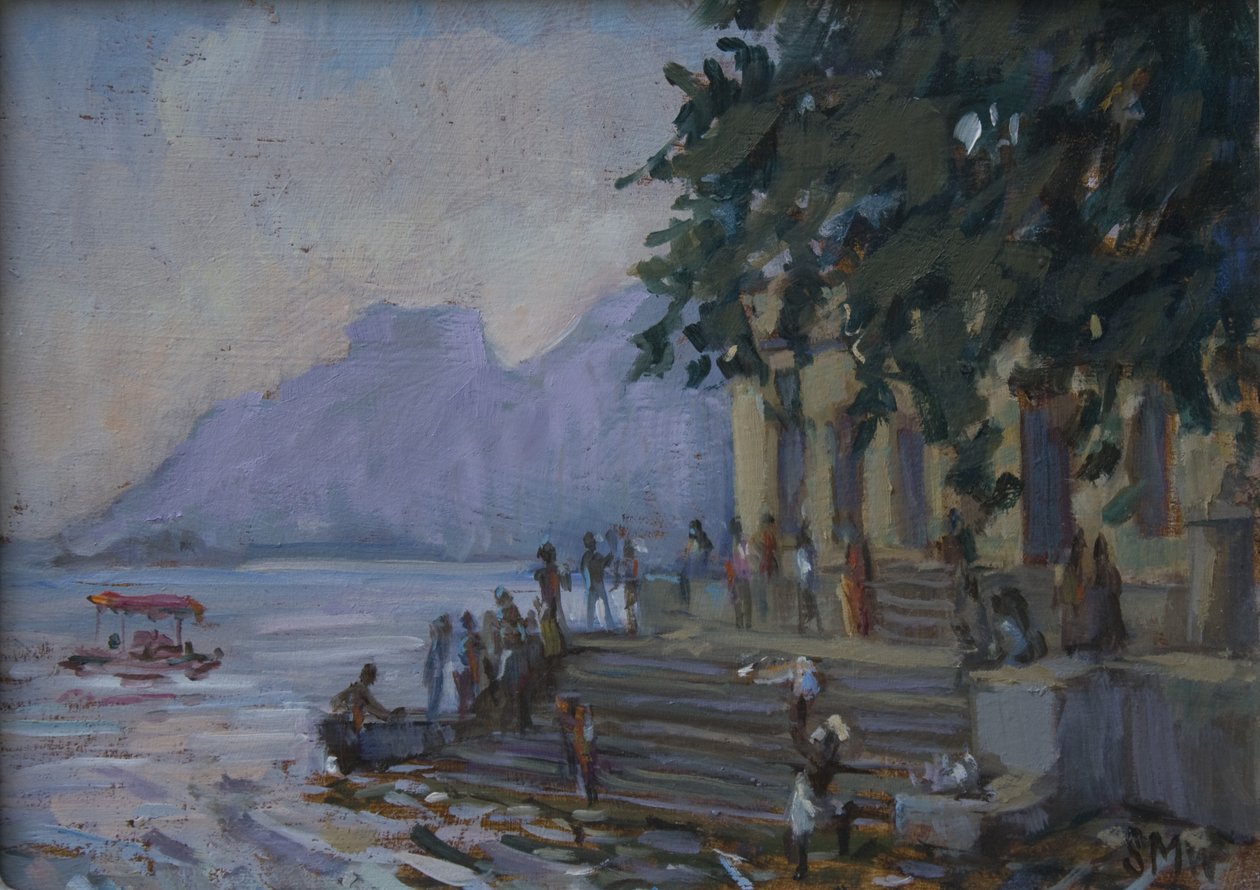 在Udaipur，2012年的台阶上洗涤， 作者 苏威尔士