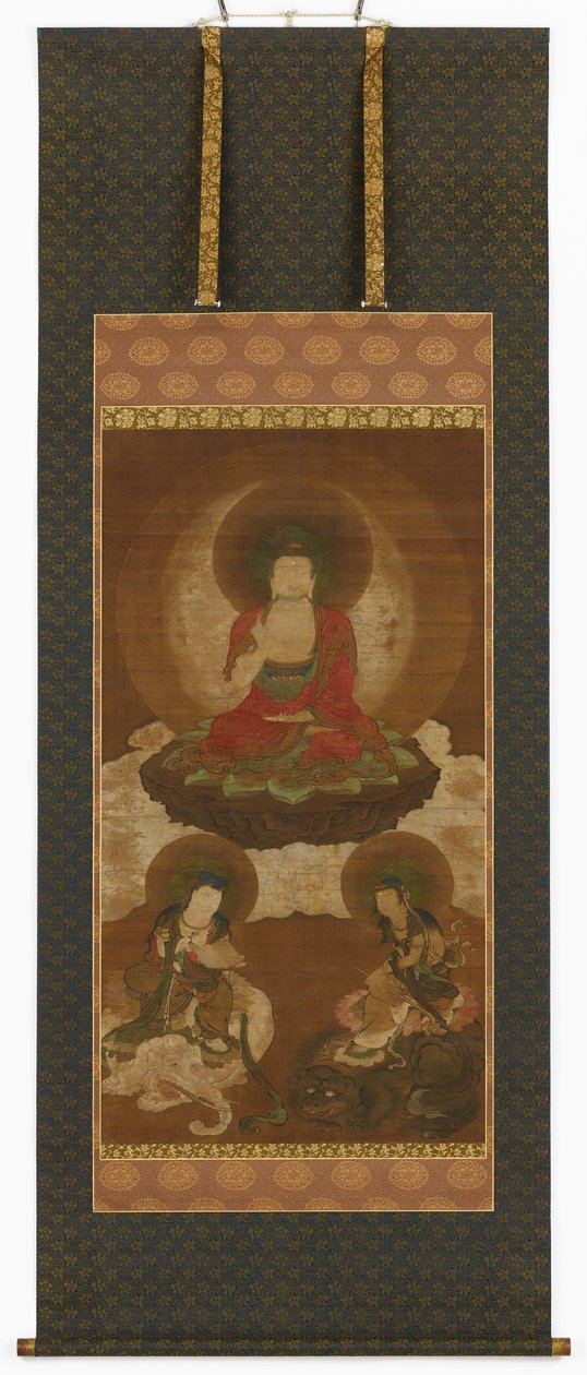 佛教三人组：释迦牟尼、文殊菩萨和普贤菩萨，江户时代，17世纪中叶至18世纪初。 作者 住吉国庆