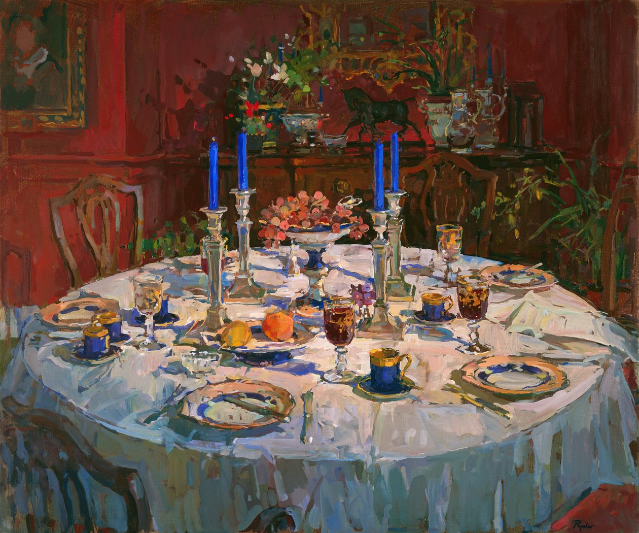 The Dining Room (oil on canvas) 作者 苏珊·莱德