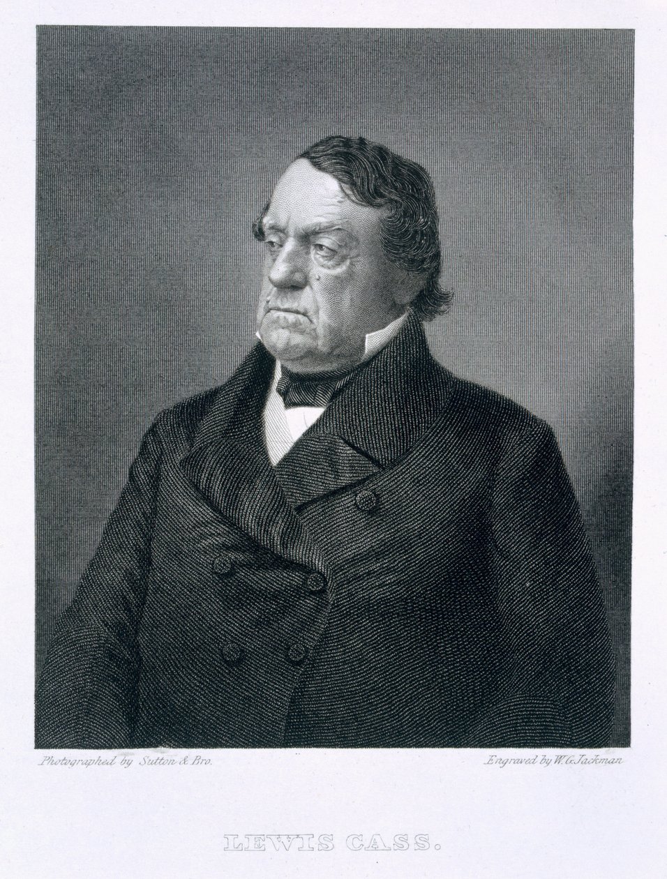 路易斯·卡斯（Lewis Cass），摄影后由William G. Jackman（fl.c.1841-60）刻 作者 萨顿和兄弟
