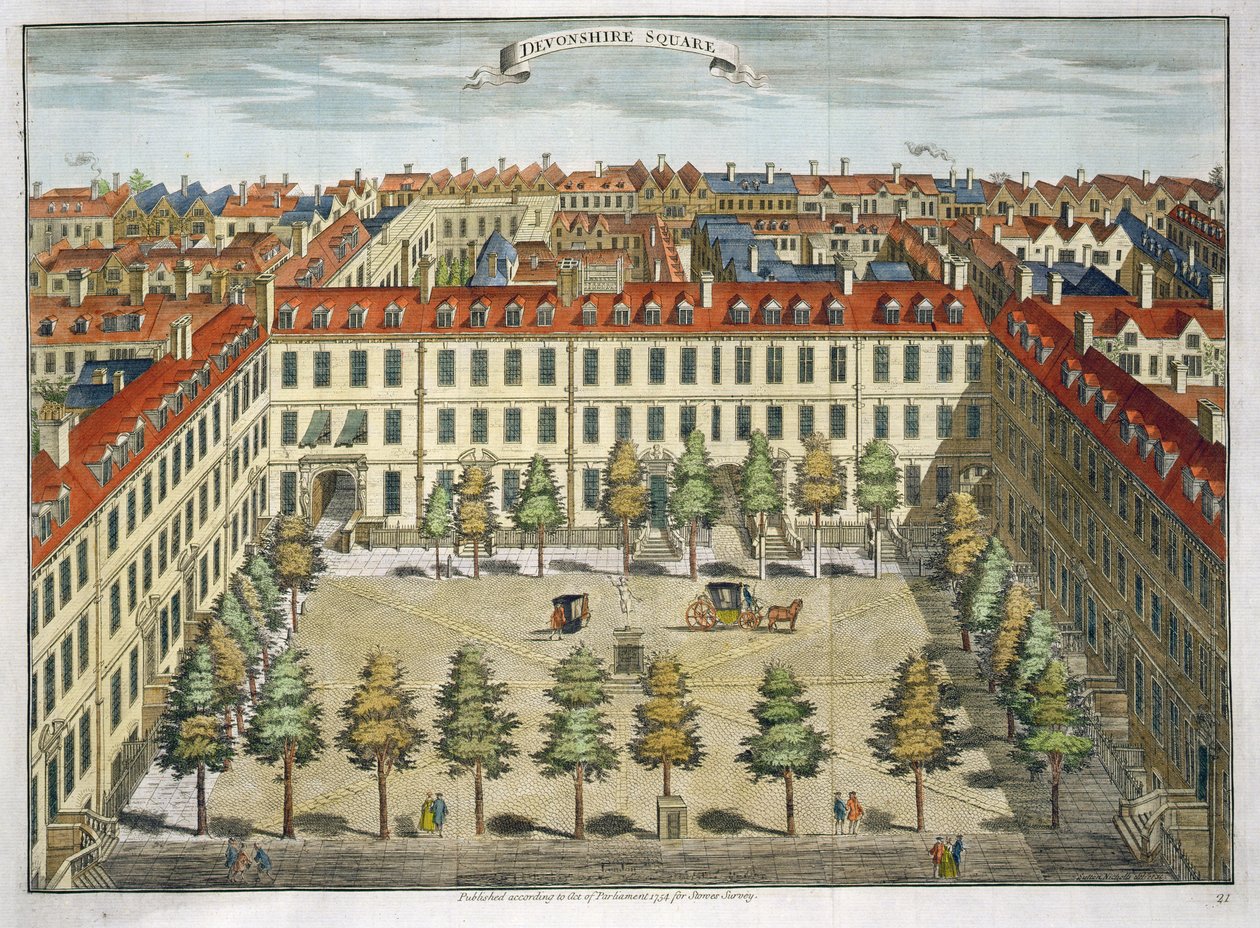 德文郡广场，&39;Stow&39;s Survey of London&39;，酒吧。 1754 作者 萨顿·尼科尔斯