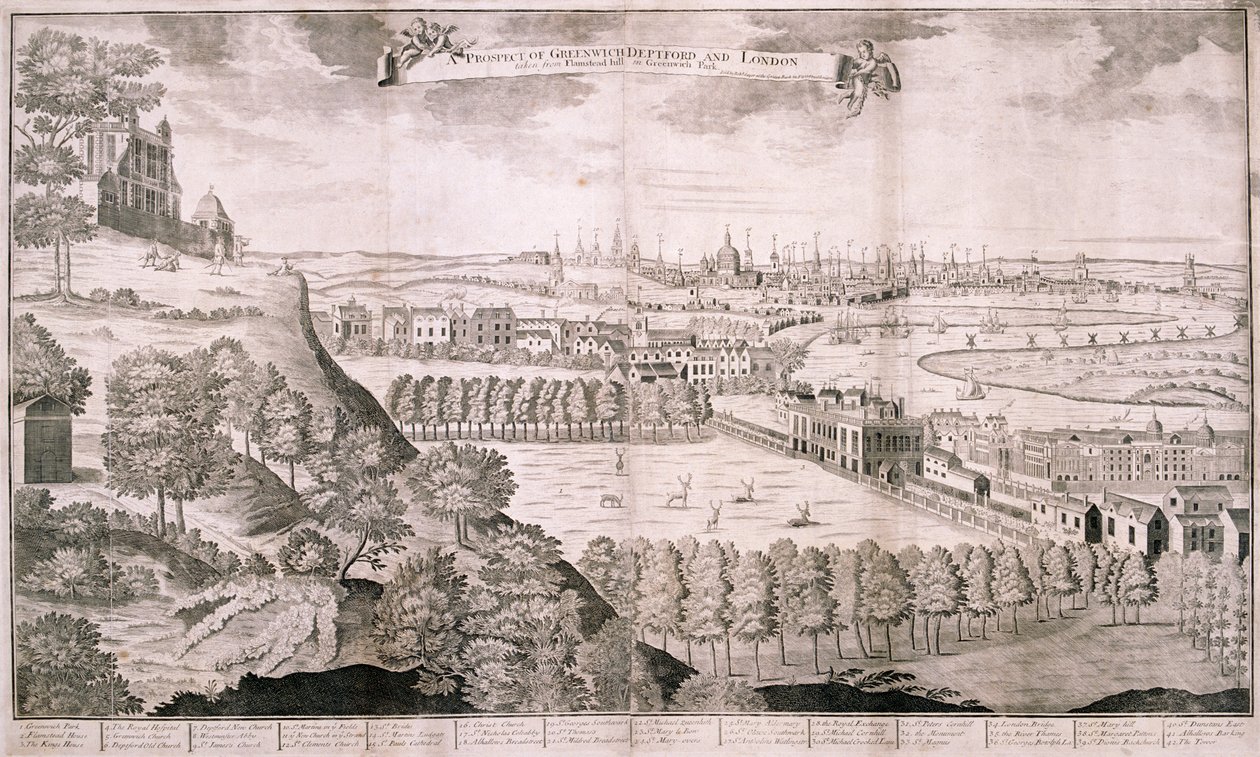 伦敦格林威治公园的景色，1723年 作者 萨顿·尼科尔斯