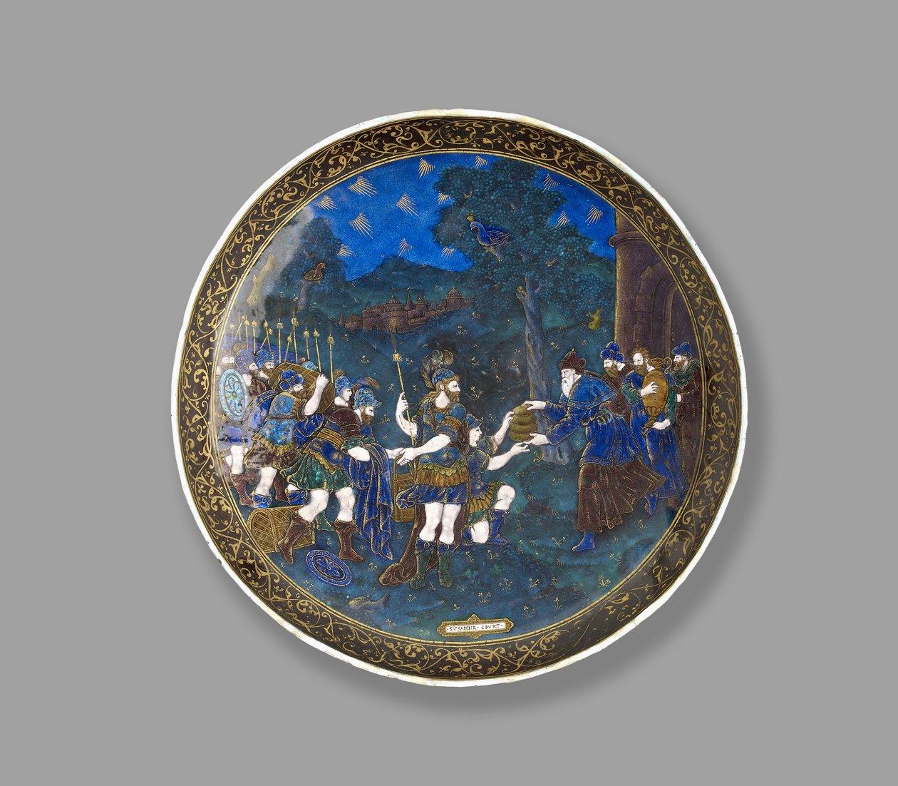 杯：亚伯拉罕和麦基洗德，c。 1600（彩色珐琅金属箔和镀金） 作者 