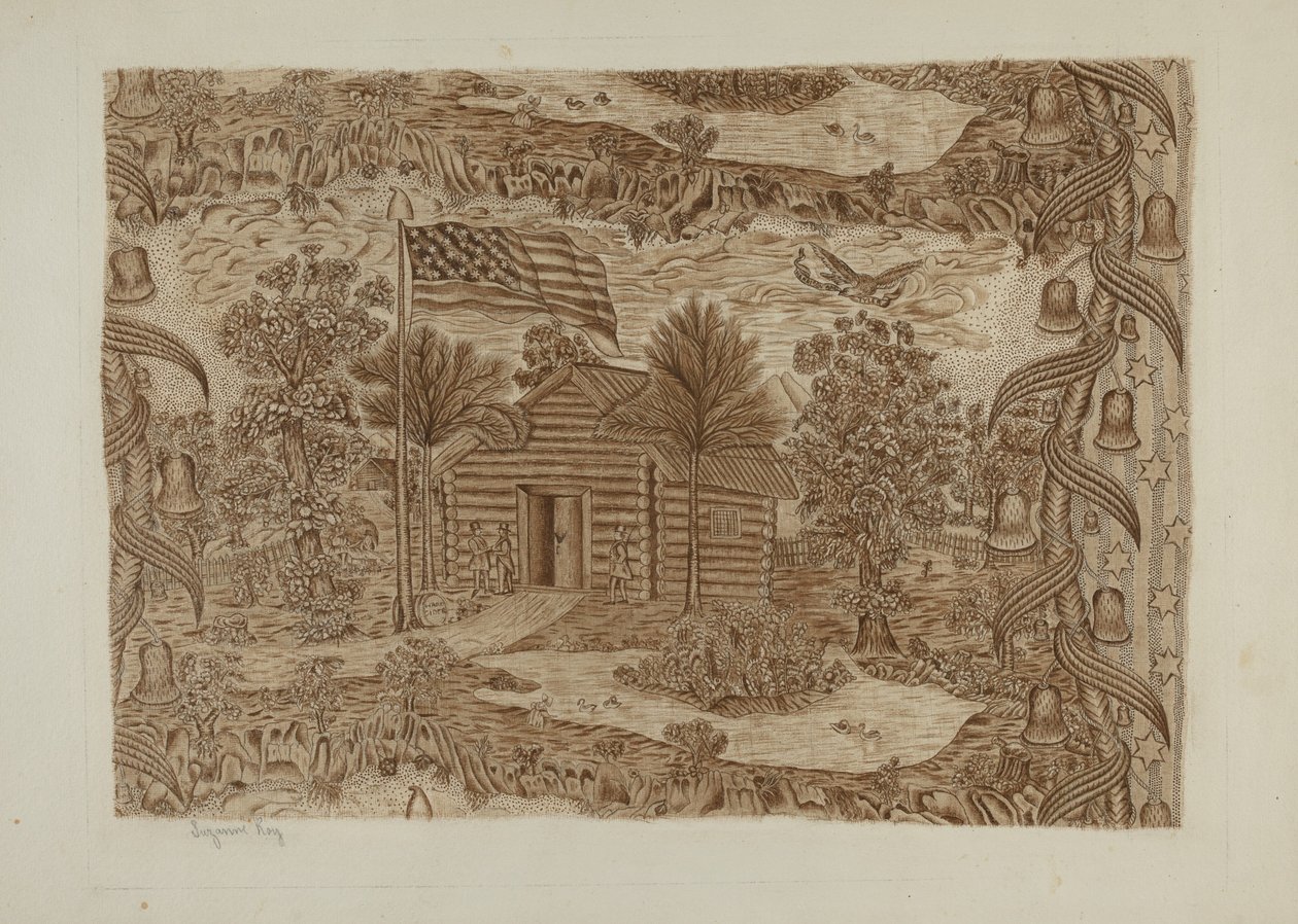 历史性的印刷纺织品，约1940年。 作者 苏珊·罗伊