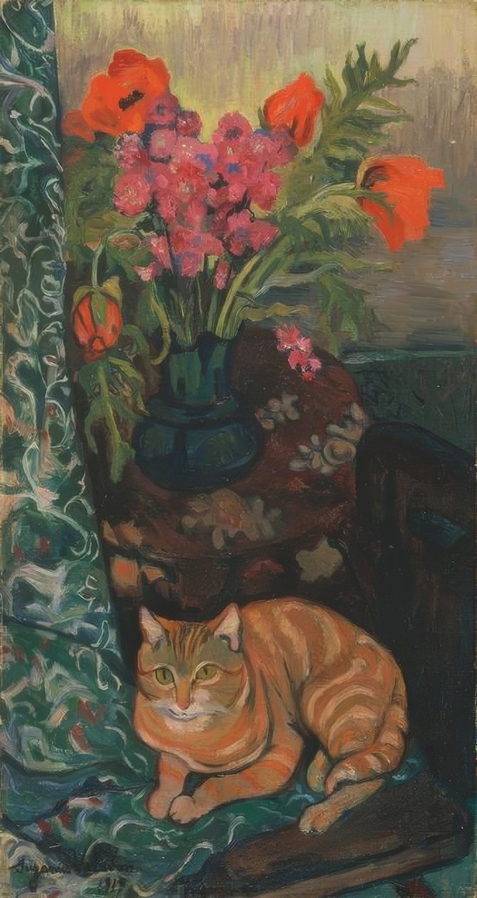 Bouquet et chat 作者 苏珊·瓦拉东