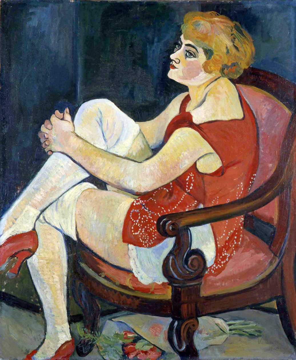 穿白色长袜的女人，1924年。 作者 苏珊·瓦拉东