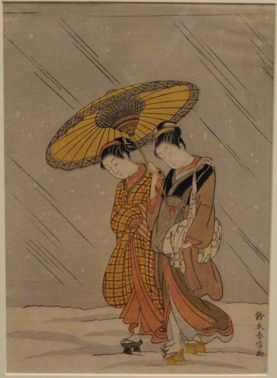 在暴风雪的夫妇 作者 铃木春信