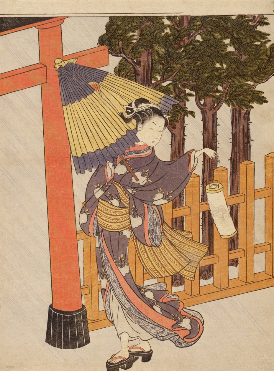 女人在夜间参观靖国神社 作者 铃木春信