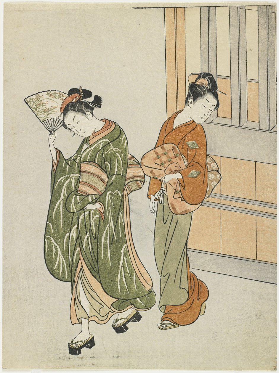 1766年后，从风扇中清除微风 作者 铃木春信