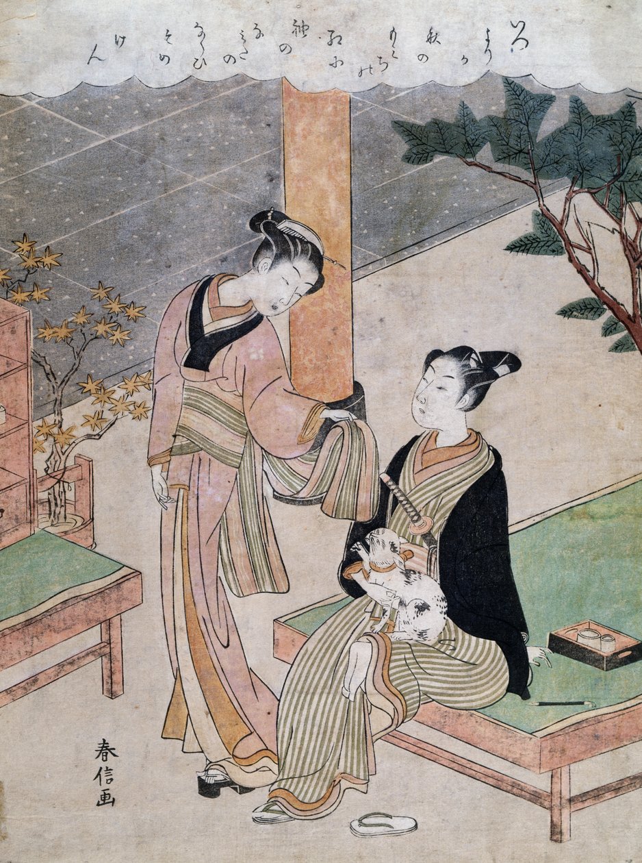 铃木春信（1725-1770）的《宫女》，日本 作者 铃木春信