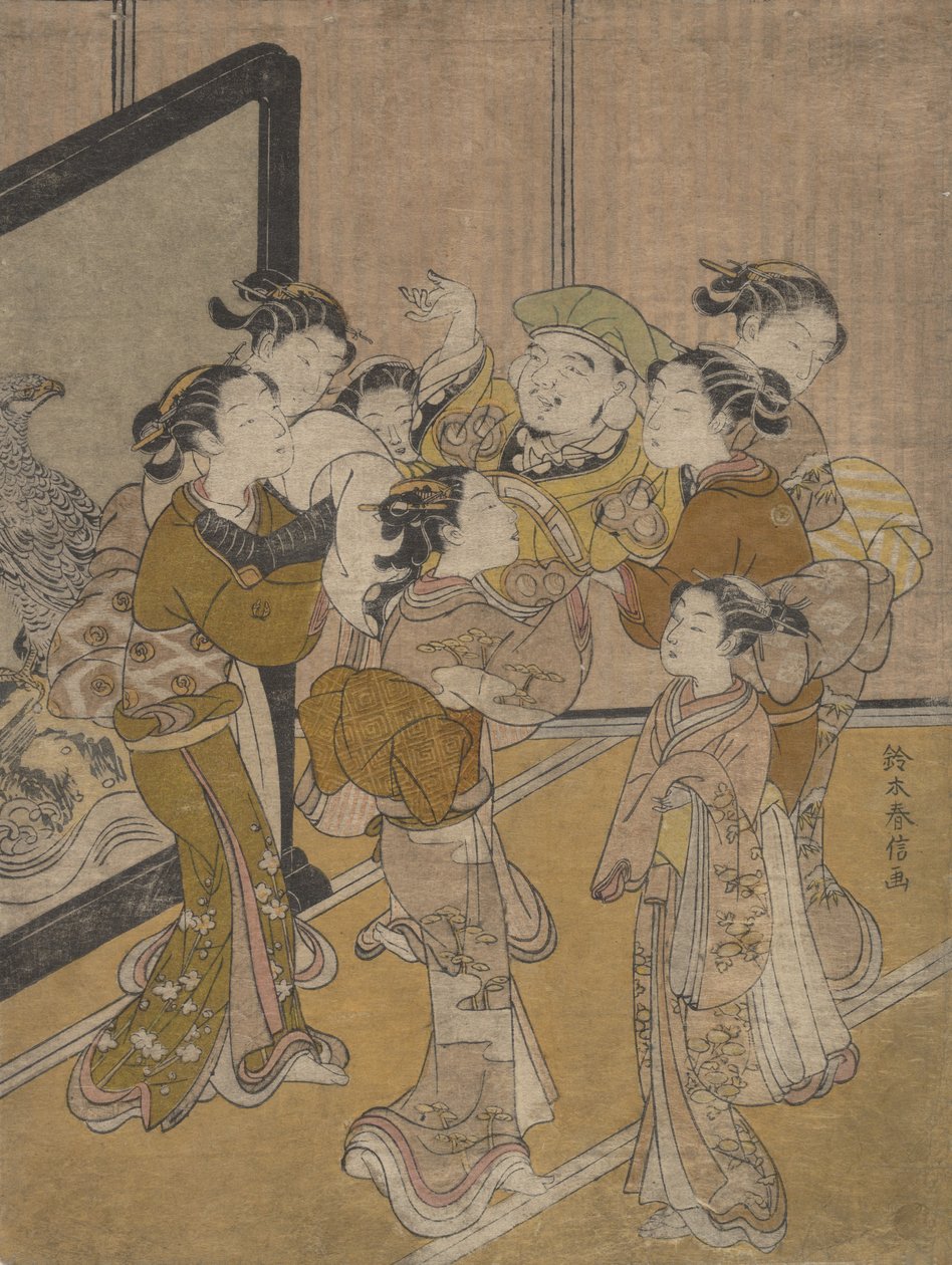大黑斗鸡，大概是1766年。 作者 铃木春信