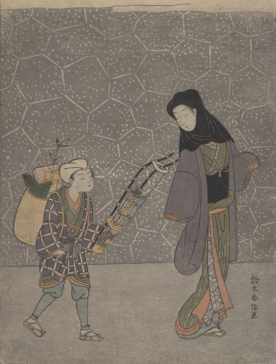 破魔弓，约1765.，约1765.。 作者 铃木春信