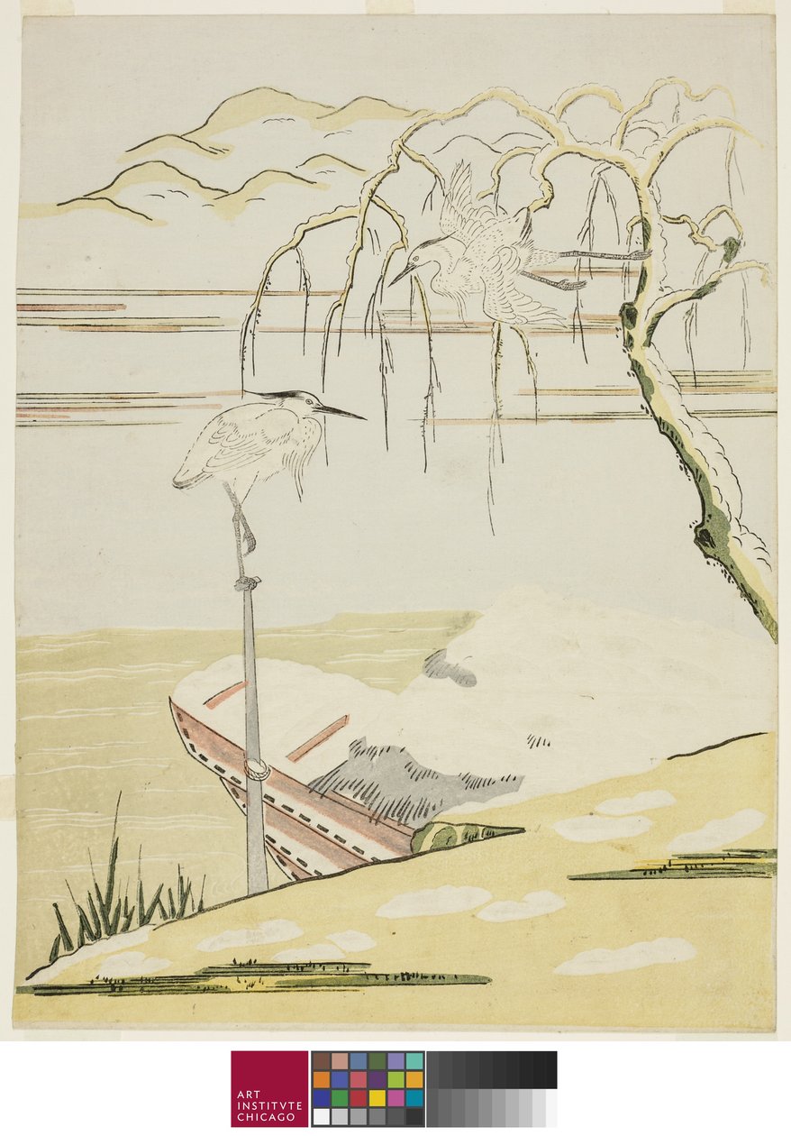 雪白鹭，约1768年 作者 铃木春信