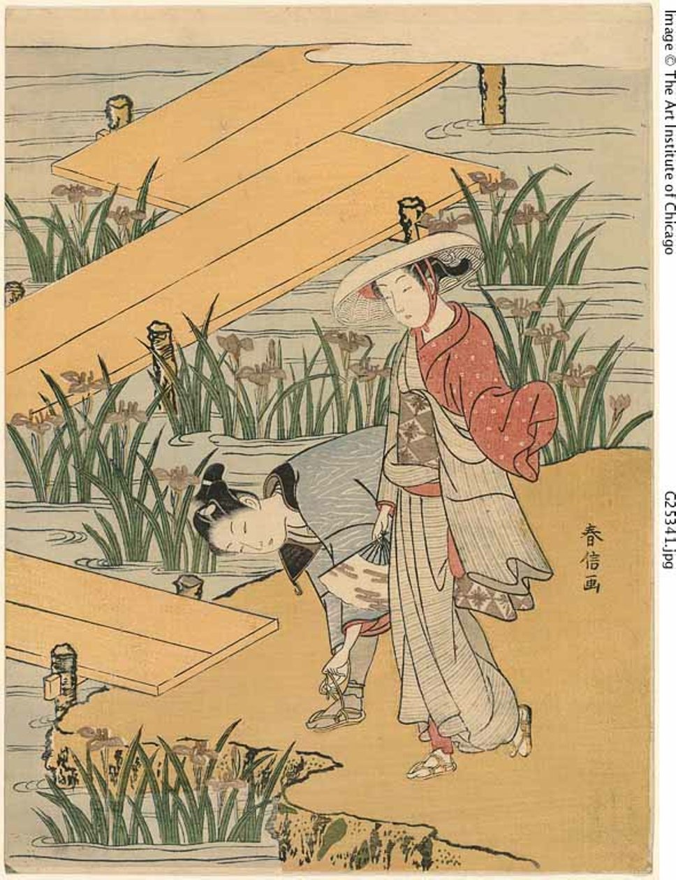 八板桥（模仿《伊势物语） 作者 铃木春信