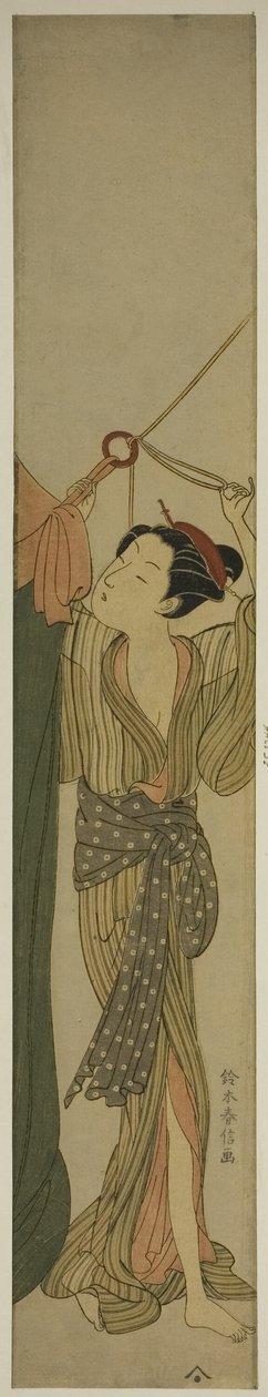 挂蚊帐 作者 铃木春信