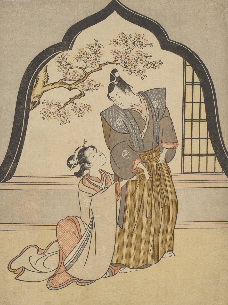 情人在窗边梳妆 作者 铃木春信