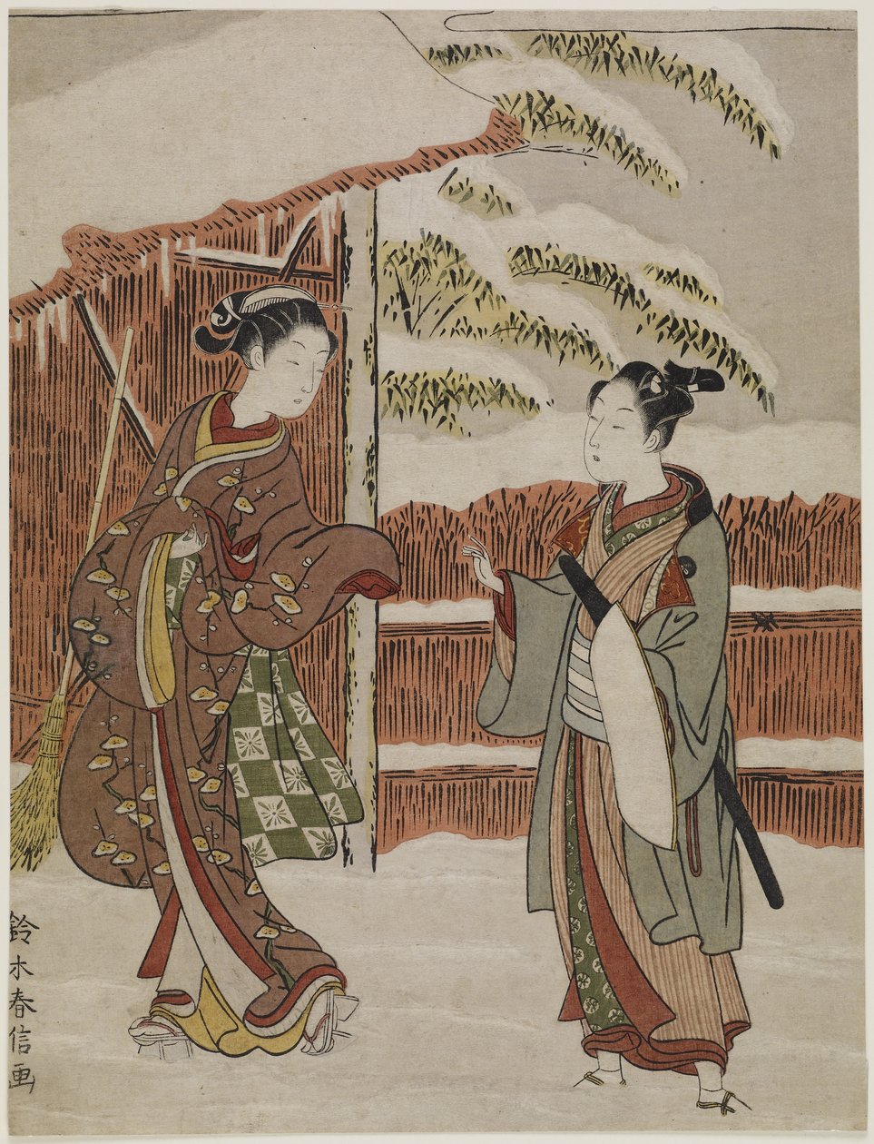 从Kabuki播放女性版的Ptted Trees中的场景，c。 1768 作者 铃木春信