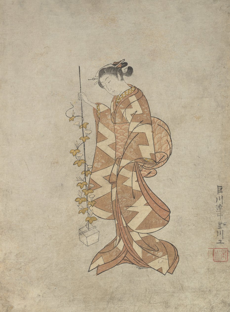 女诗人加贺千代的现代表现，约1765年，约1765年。 作者 铃木春信