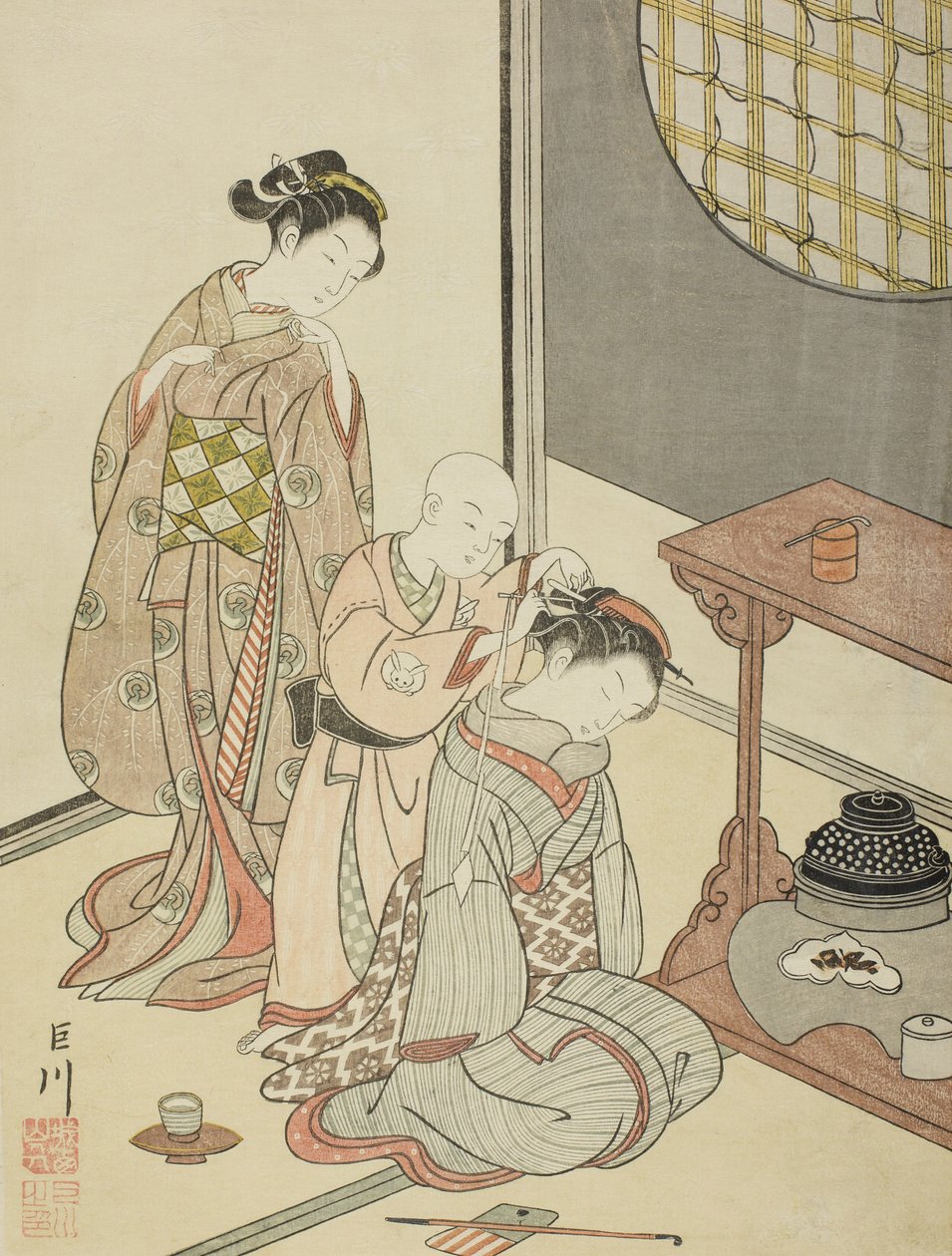 茶摊夜雨 作者 铃木春信