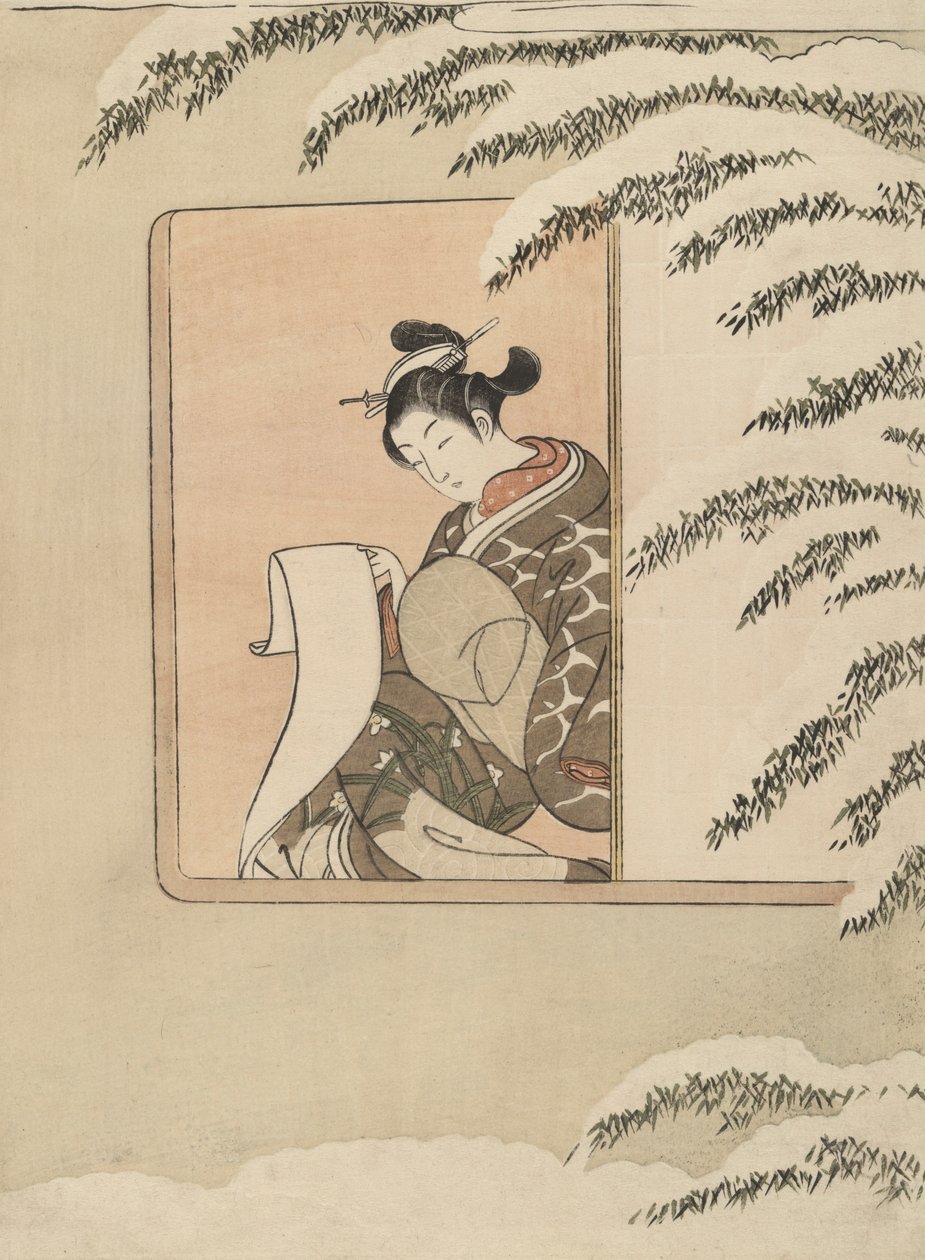 模仿孙康，又名《窗边的小雪 作者 铃木春信