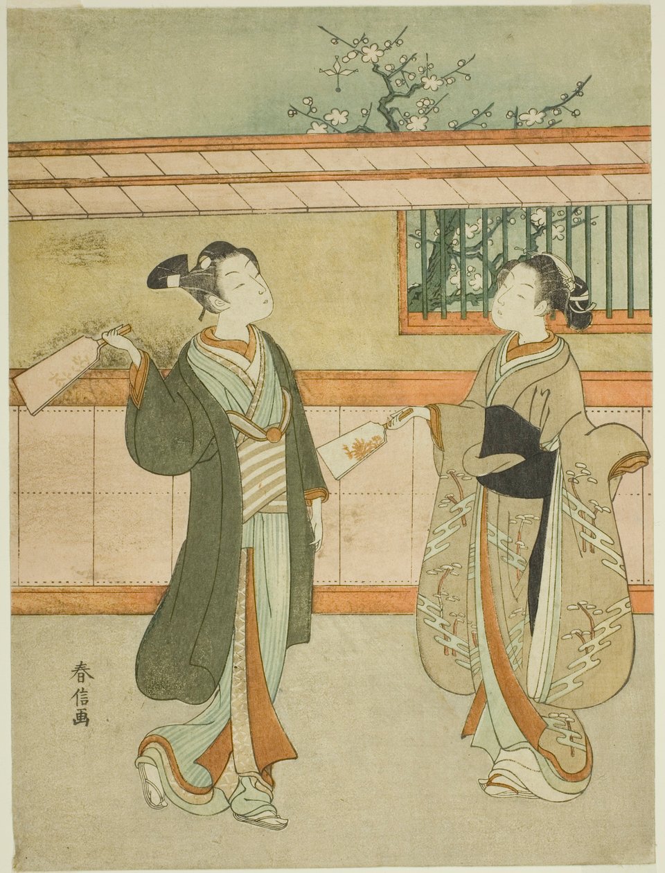 踢球和踢毽子 作者 铃木春信