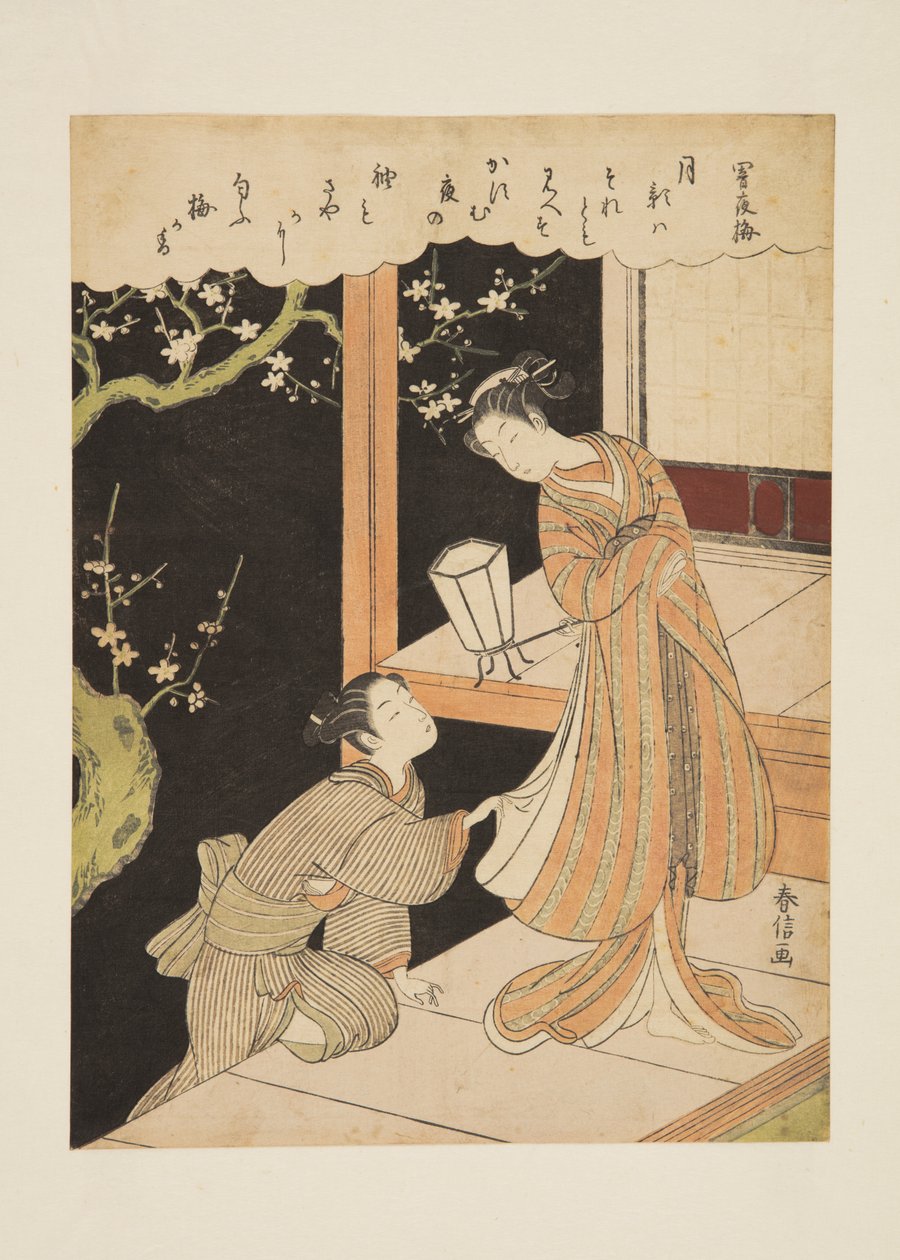 暗夜里的梅花》（彩色木版画 作者 铃木春信