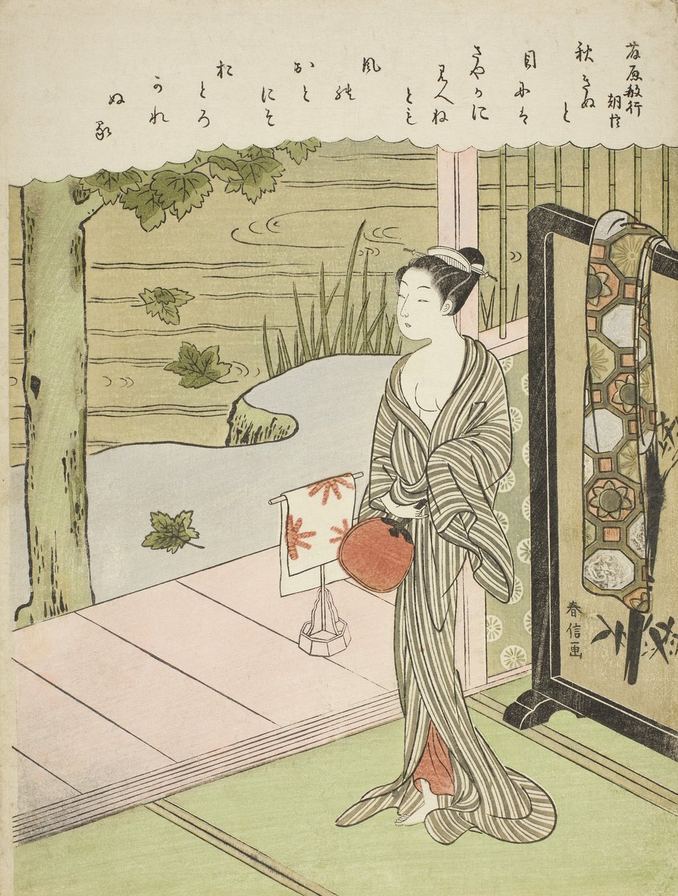 藤原俊幸的诗歌，摘自《三十六不朽诗人》无题系列，约1767-68年 作者 铃木春信