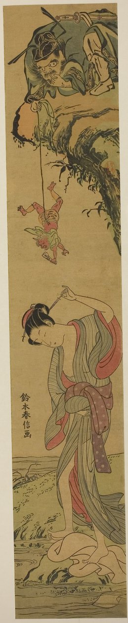 恋爱中的庄木》，约 1768 年（彩色木刻版画，哈希平绘） 作者 铃木春信