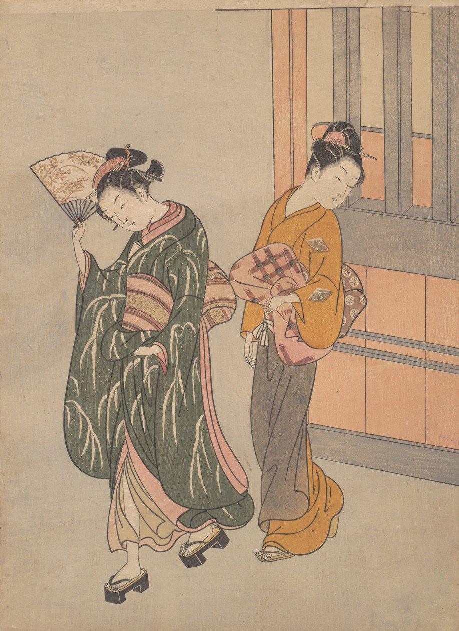 扇子的晴天山风，约1766.，约1766.。 作者 铃木春信
