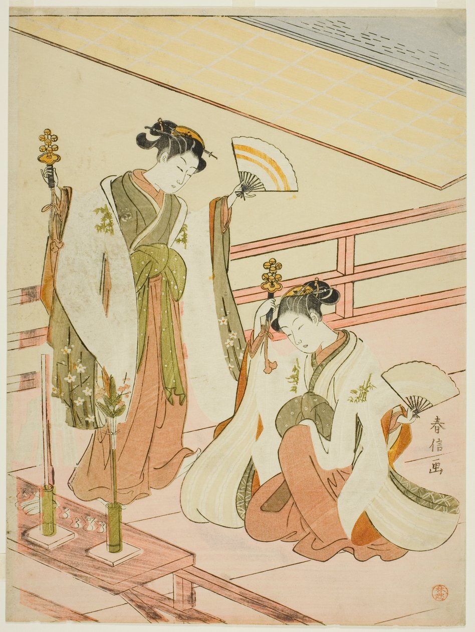 神社少女大松和大南之舞 作者 铃木春信