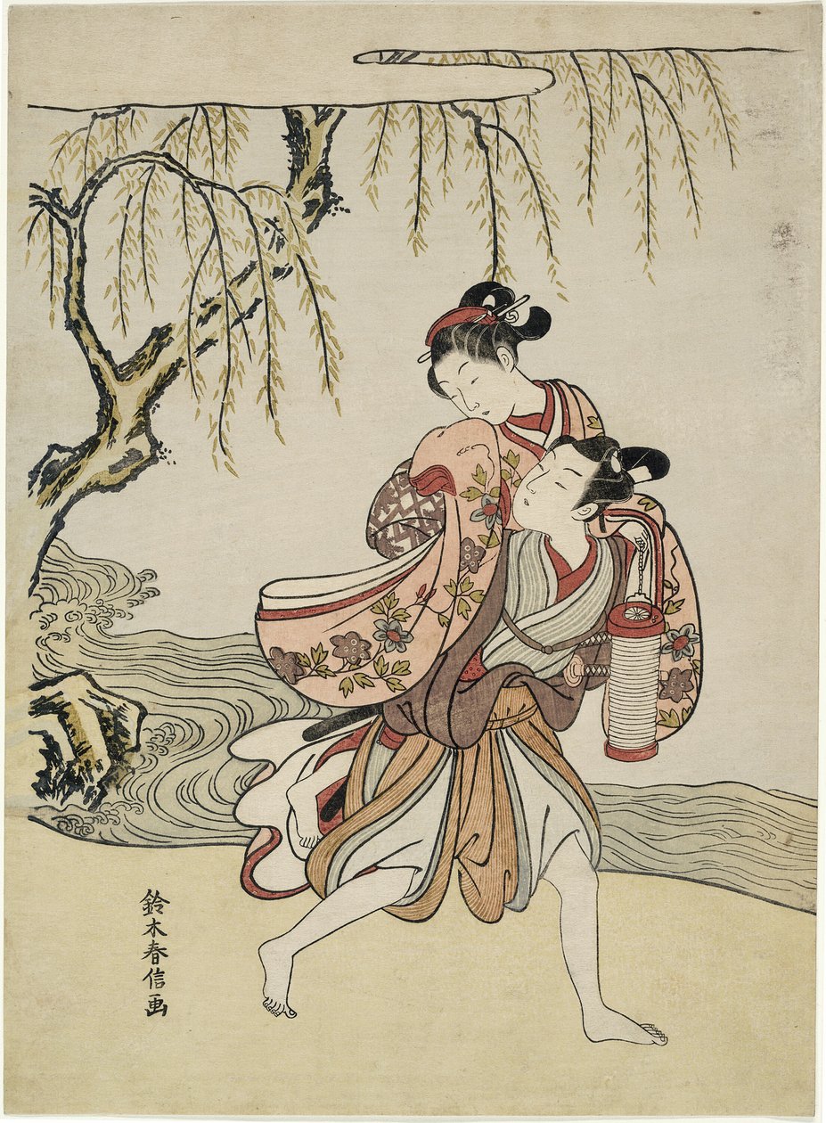 私奔（模仿《伊势物语》中芥川的情节） 作者 铃木春信