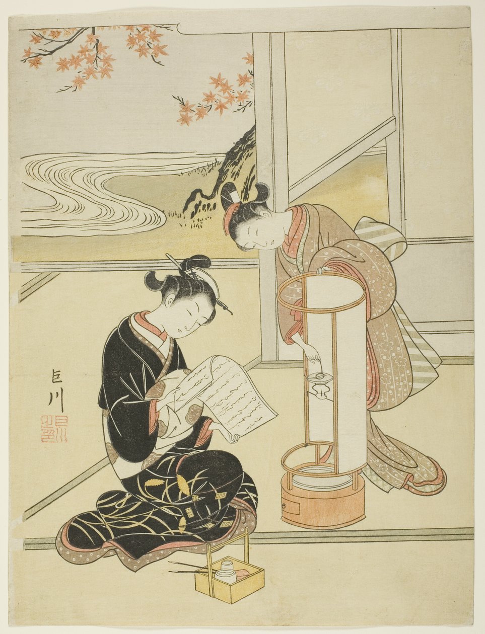 灯火阑珊》，选自 "客厅八景 "系列 作者 铃木春信