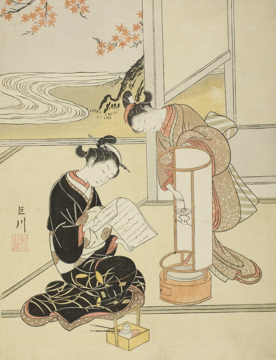 灯的晚霞 作者 铃木春信