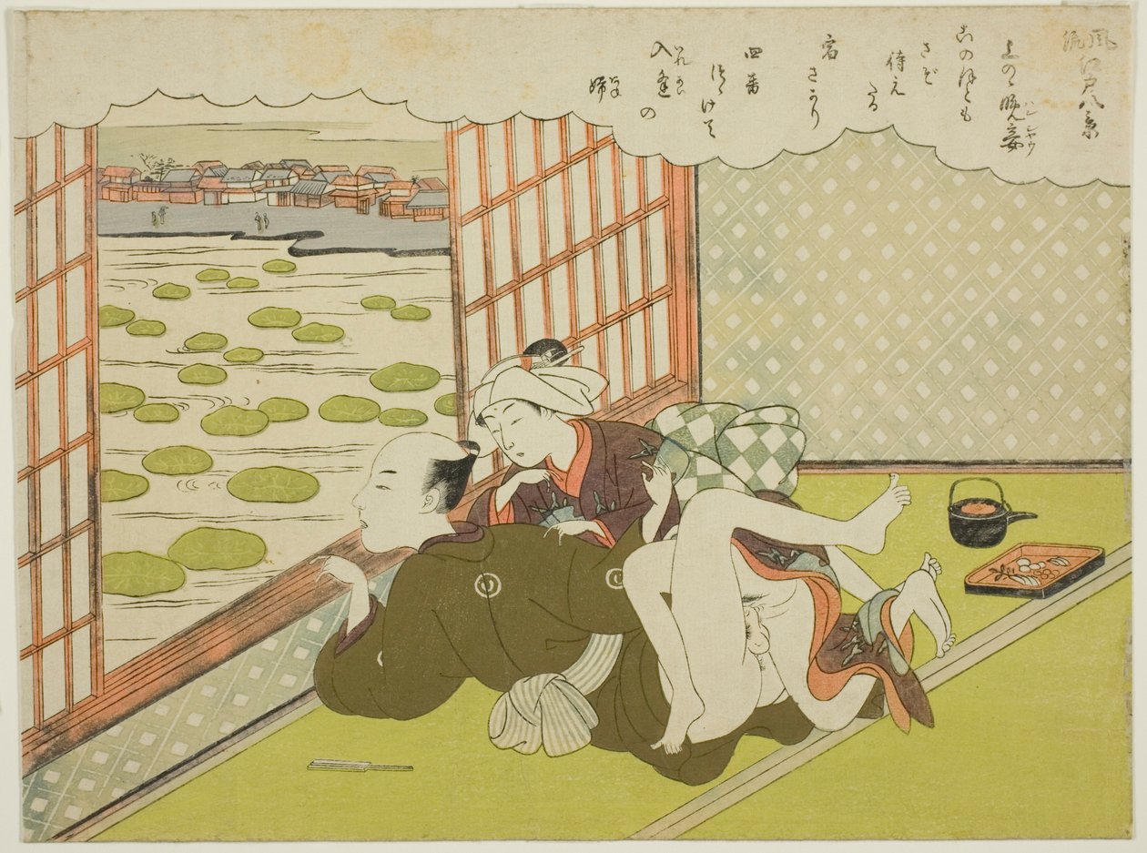 上野的晚娘》，选自 "江户时尚八景 "系列 作者 铃木春信