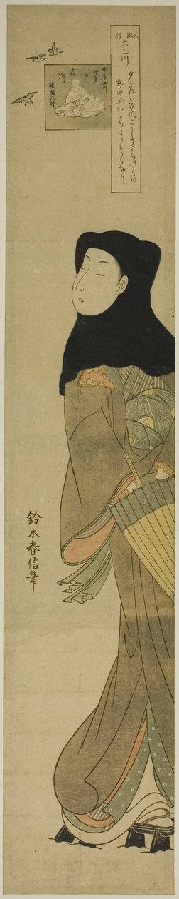 百灵鸟的宝石河（千鸟玉川），选自 "民俗中的六条宝石河（富国玉川）"系列 作者 铃木春信