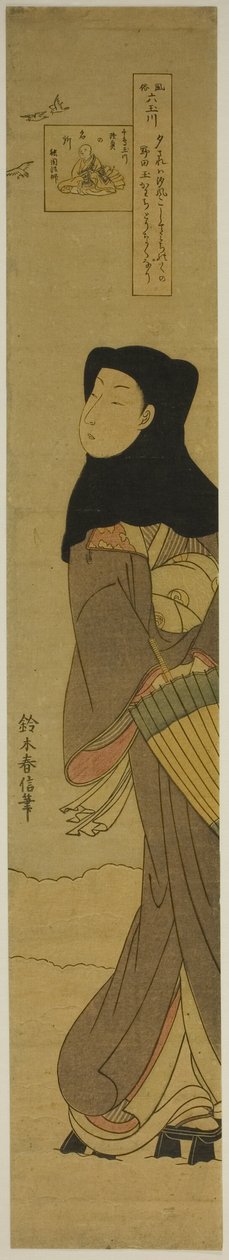 百灵鸟的宝石河（千鸟玉川），选自 "民俗中的六条宝石河（富国玉川）"系列 作者 铃木春信