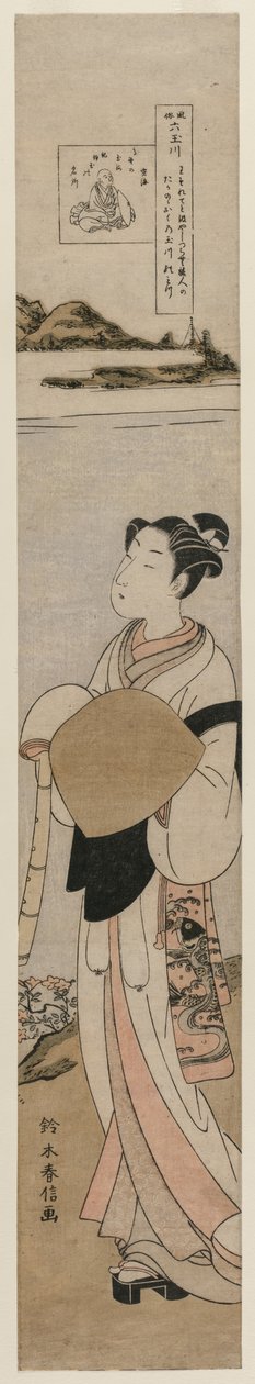高野山多摩川边的神官空海（选自 "日常生活中的六条多摩川 "系列） 作者 铃木春信