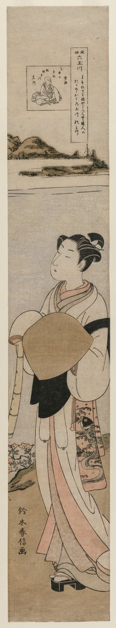 牧师Kukai在多摩山的Tama河。 Koya ...，1760年代后期。 作者 铃木春信