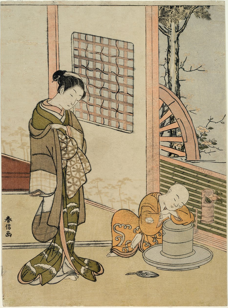 沉睡的茶童（模仿北索） 作者 铃木春信