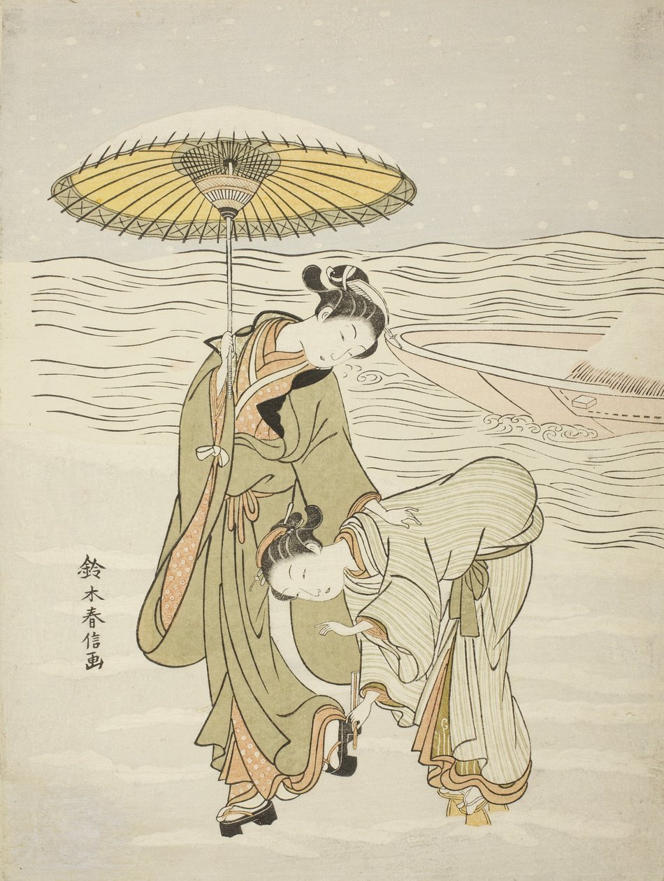 积雪的Geta，约1767-68年 作者 铃木春信
