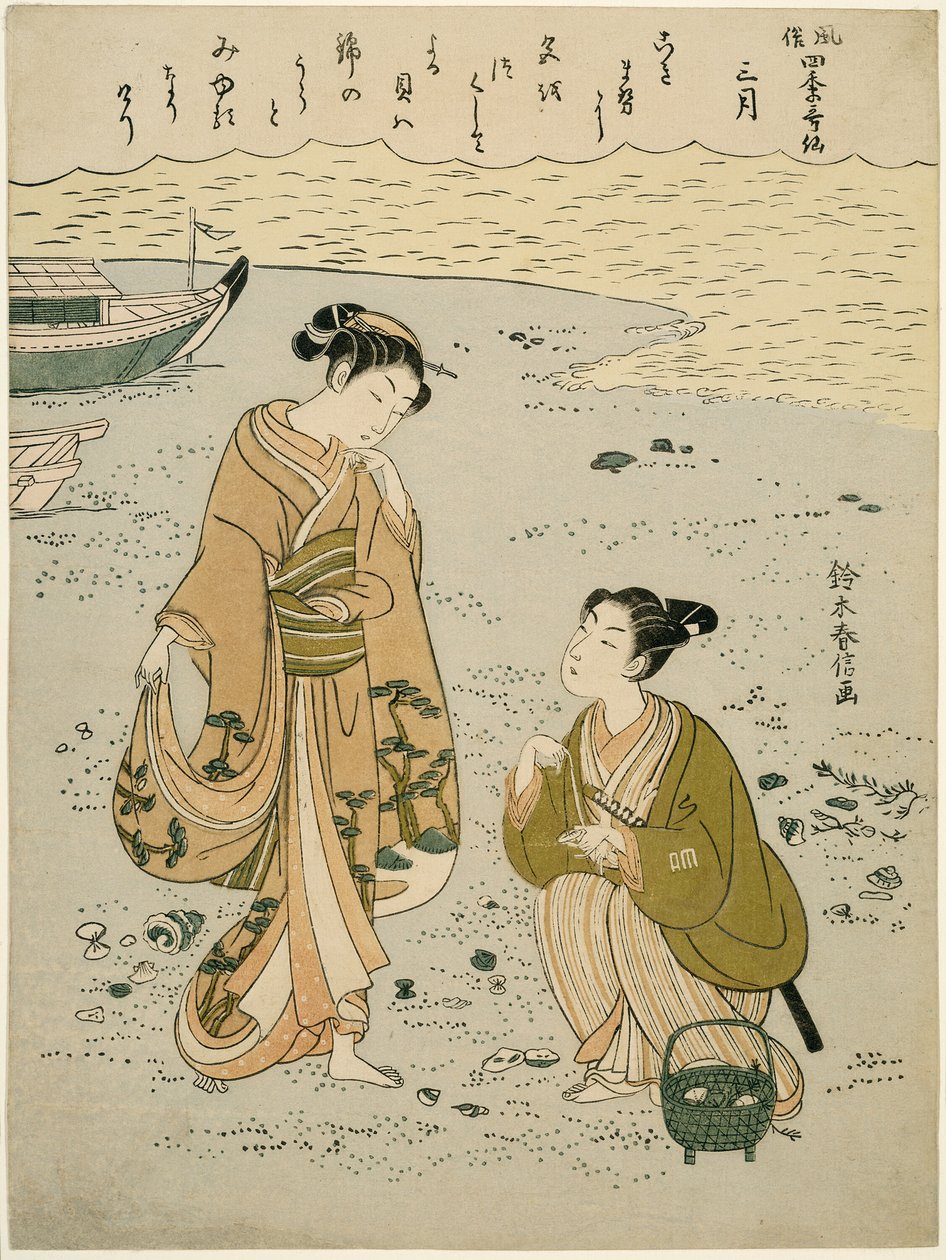 三月》（Sangatsu），选自 "四季不朽诗人的流行版本（Fuzoku shiki kasen）"系列 作者 铃木春信