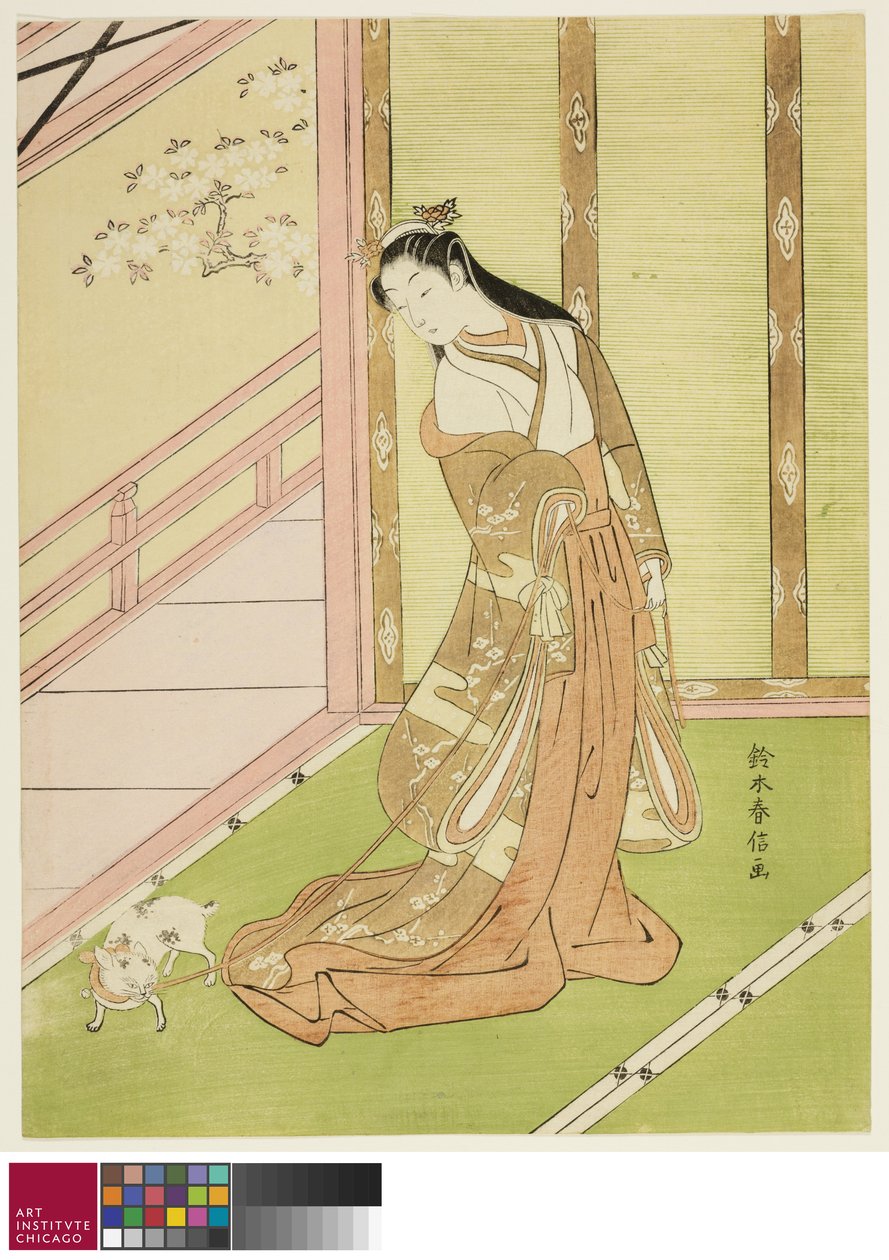第三公主和她的宠物猫，约1767-68 作者 铃木春信