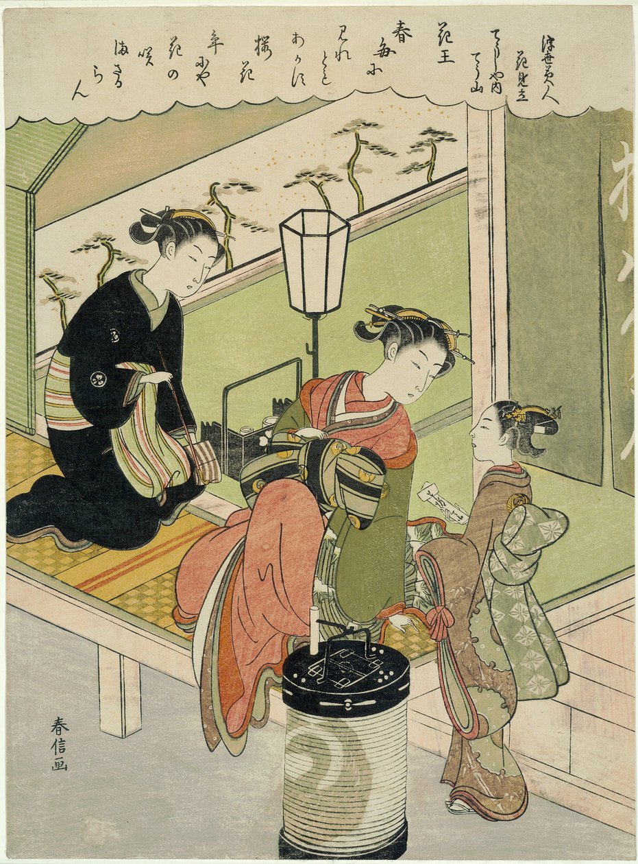树牡丹：浮世美女如花系列 "之《浮世美女如花》（Ukiyo bijin hana mitate）中的 "Chojiya uchi Chozan"（Chojiya uchi Chozan, Kao）。 作者 铃木春信