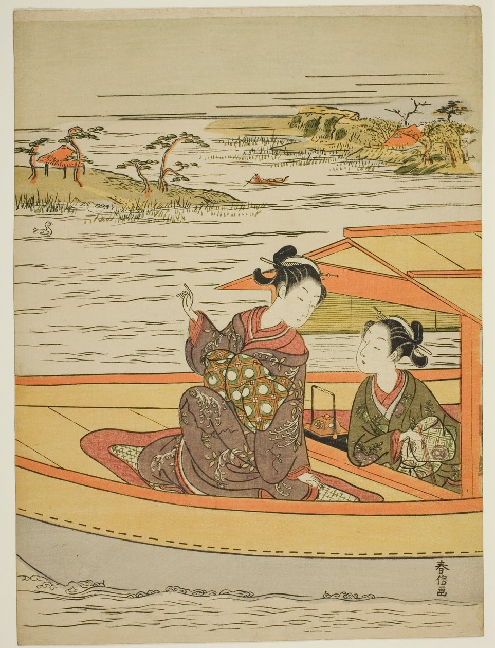 船中双姝 作者 铃木春信