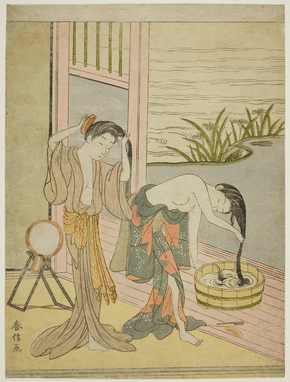 两个女人在洗头 作者 铃木春信