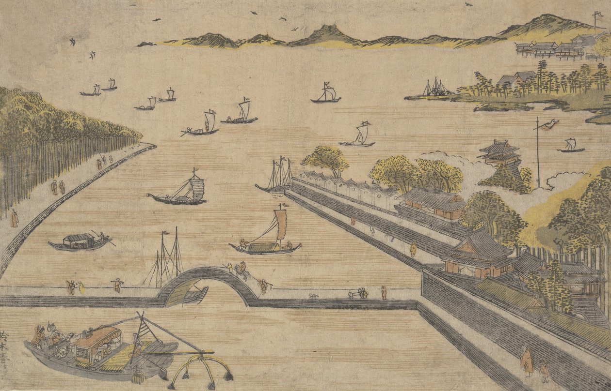 江户深川风景，约1764年，约1764年。 作者 铃木春信