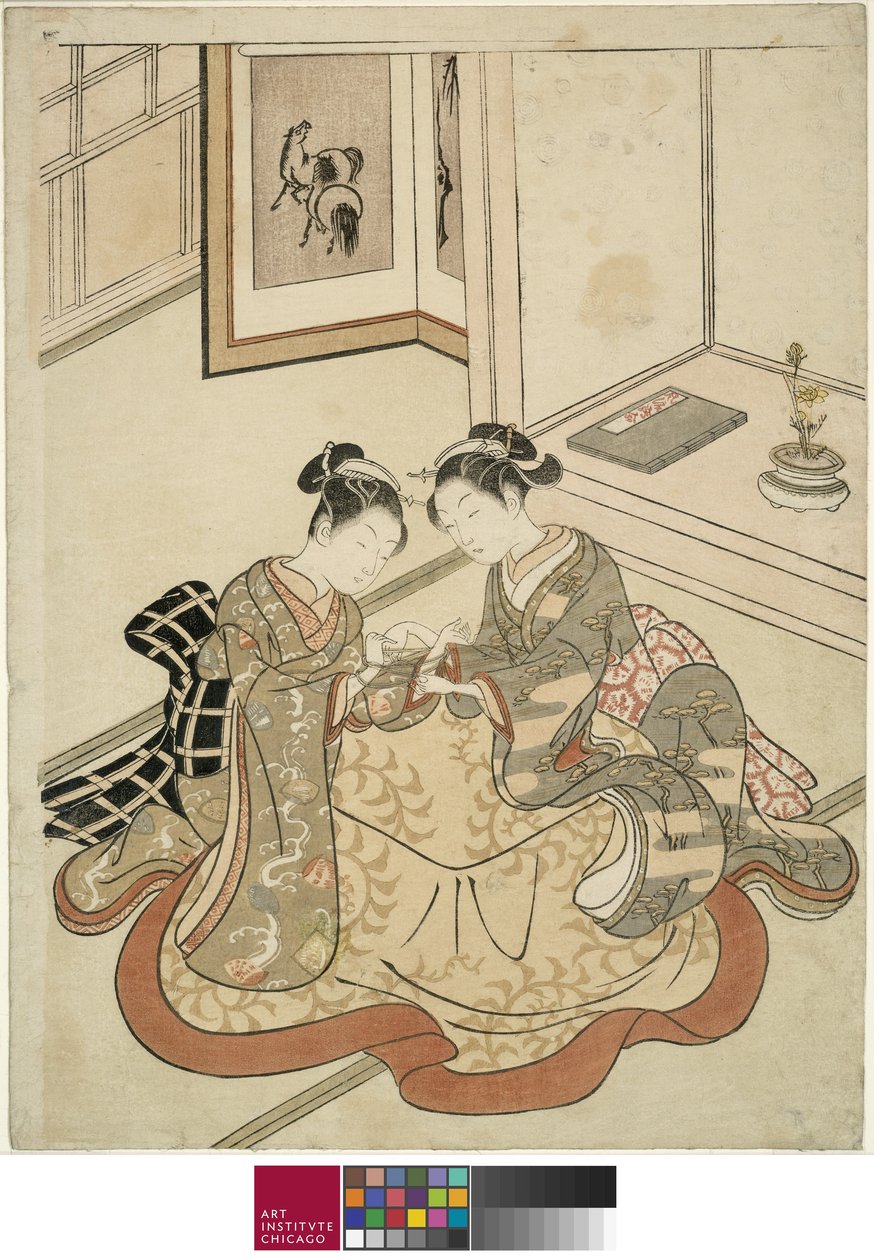 年轻妇女扮演猫的摇篮，约1767-68年 作者 铃木春信