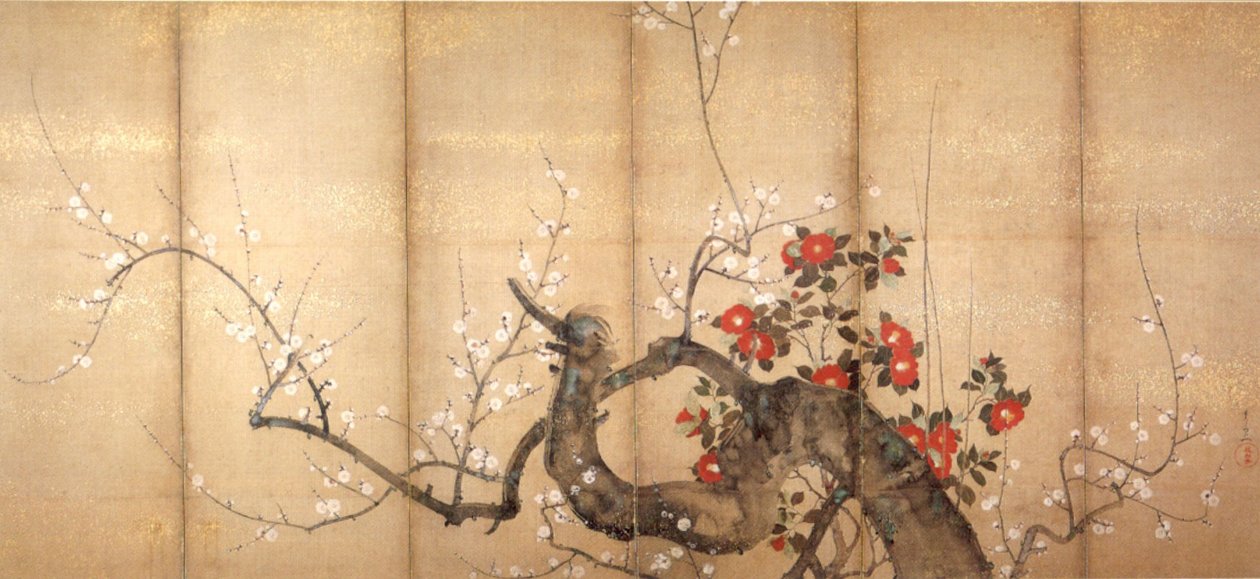 梅花和山茶花 作者 铃木纪津