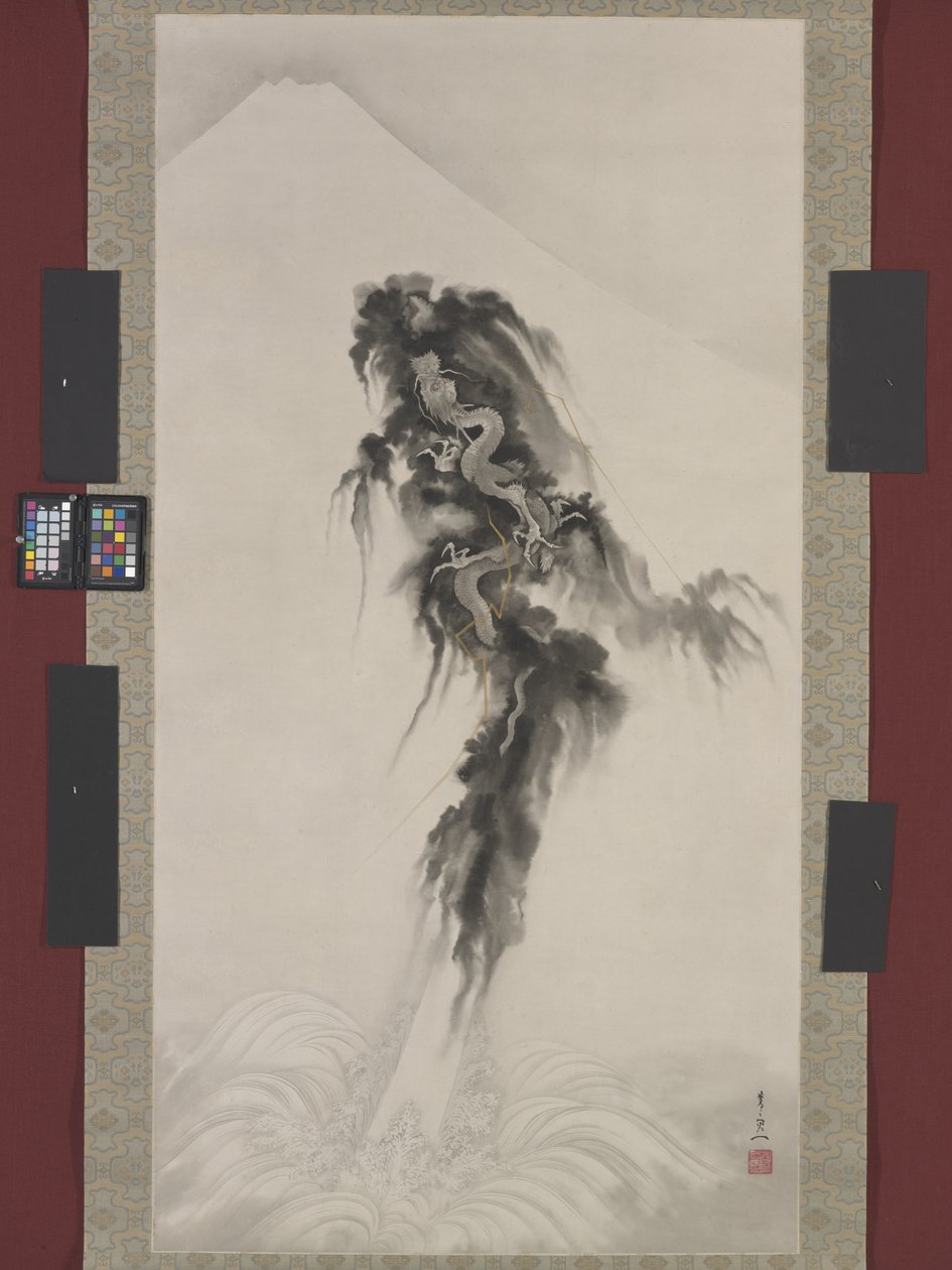升龙和富士山（纸本水墨金画） 作者 铃木纪津